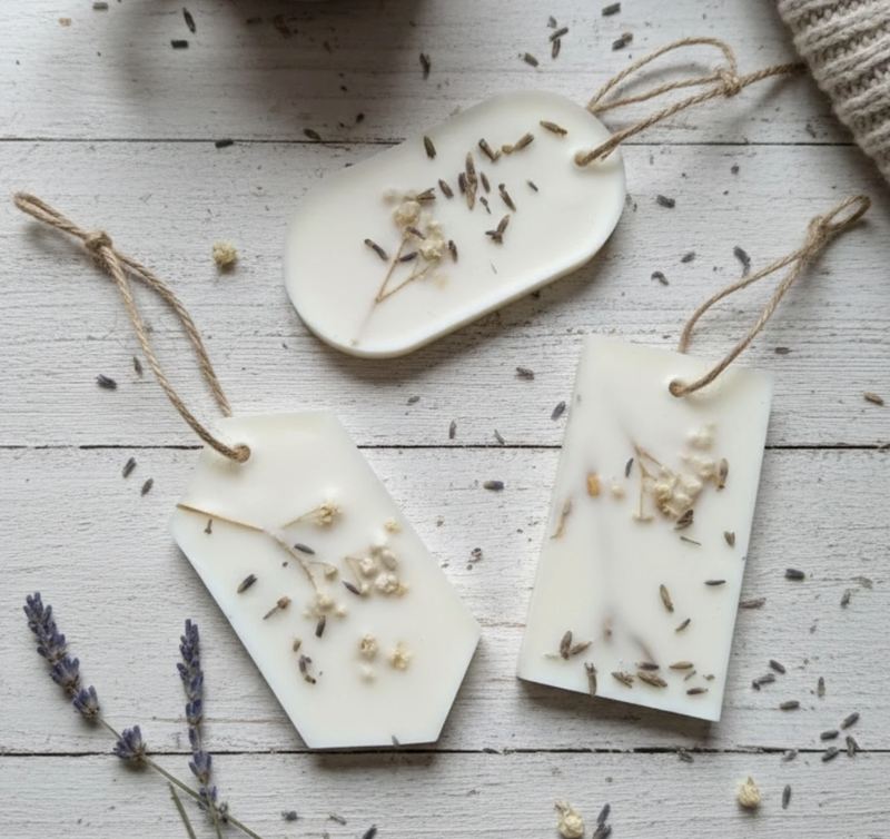 Wax sachets decorados con lavanda